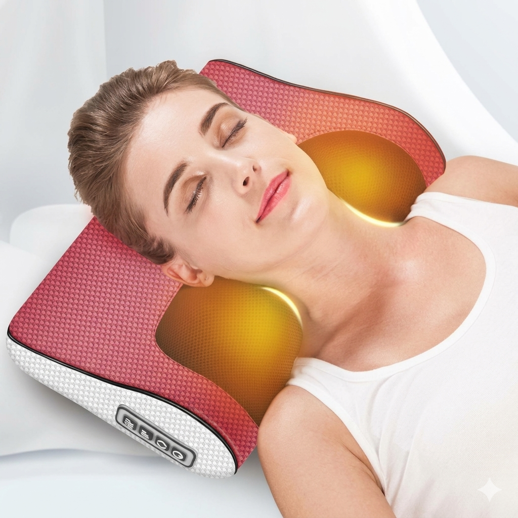 Electric Massage Pillow Vibrator – Heated Neck & Back Massager for Pain Relief