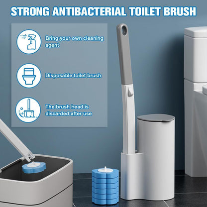 Disposable Toilet Brush Set with Replacement Heads For Hygienic Bathroom Cleaning
