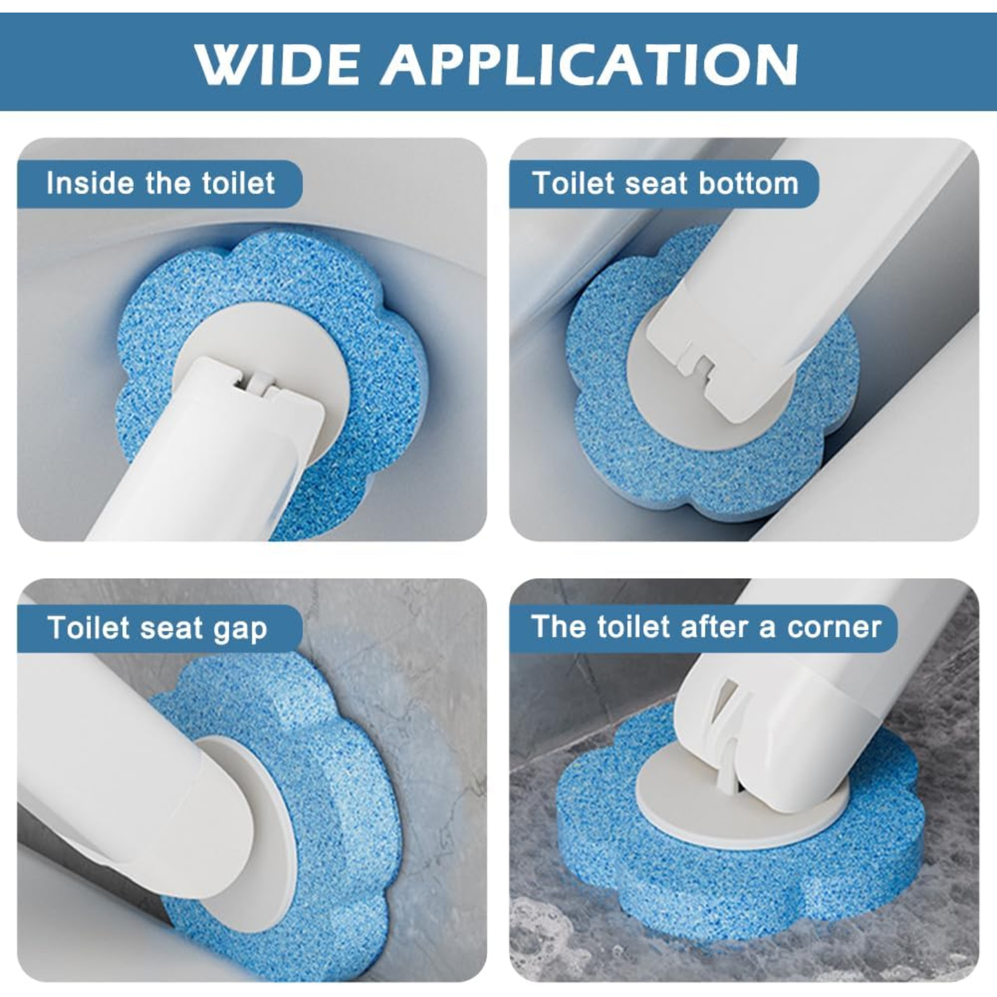 Disposable Toilet Brush Set with Replacement Heads For Hygienic Bathroom Cleaning, Built-in Cleaning Fluid