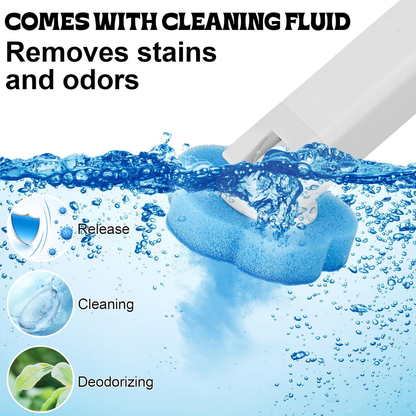 Disposable Toilet Brush Set with Replacement Heads For Hygienic Bathroom Cleaning, Built-in Cleaning Fluid