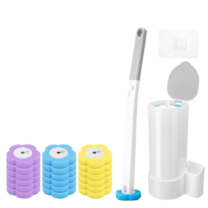 Disposable Toilet Brush Set with Replacement Heads For Hygienic Bathroom Cleaning