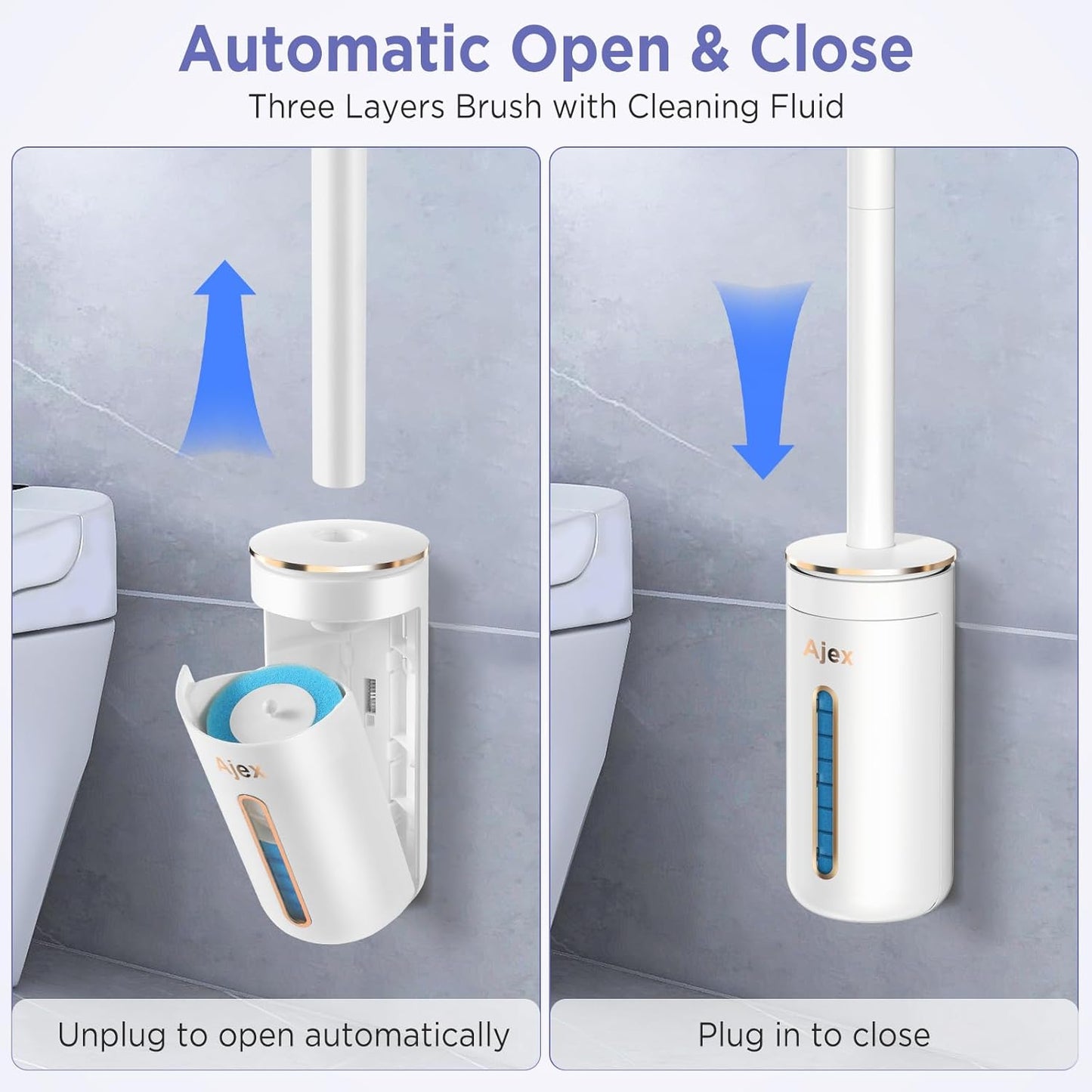 Aromatherapy Disposable Toilet Brush Set – Hygienic Cleaning with Scented Refills, Built-in Cleaning Fluid, and Automatic Open & Close Holder
