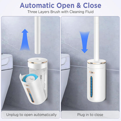 Aromatherapy Disposable Toilet Brush Set – Hygienic Cleaning with Scented Refills, Built-in Cleaning Fluid, and Automatic Open & Close Holder