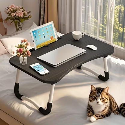 Struggling to Work or Eat in Bed? Foldable Anti-Tip Laptop Desk – Slim, Lightweight & Space-Saving Table