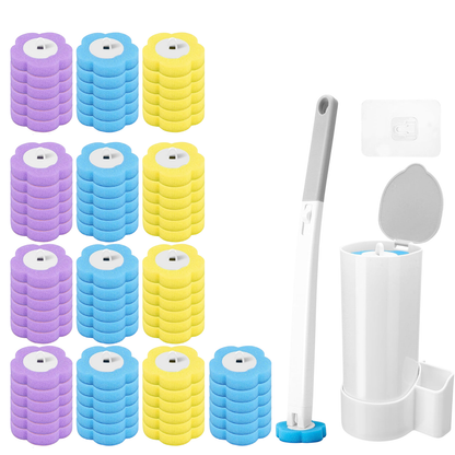 Disposable Toilet Brush Set with Replacement Heads For Hygienic Bathroom Cleaning