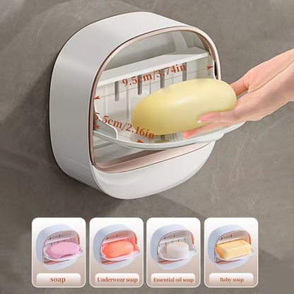 Soap Slipping in the Shower? No-Drill Adhesive Soap Holder – Strong Suction, Damage-Free Wall Mount