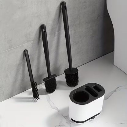 Struggling with Dirty Toilets? 3 in 1 Silicone Toilet Brush Set – Space Saving No-Slip Grip for Deep Cleaning
