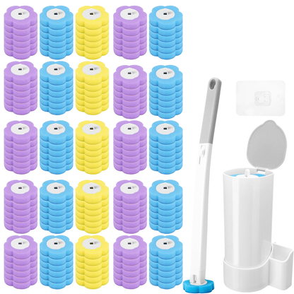 Disposable Toilet Brush Set with Replacement Heads For Hygienic Bathroom Cleaning