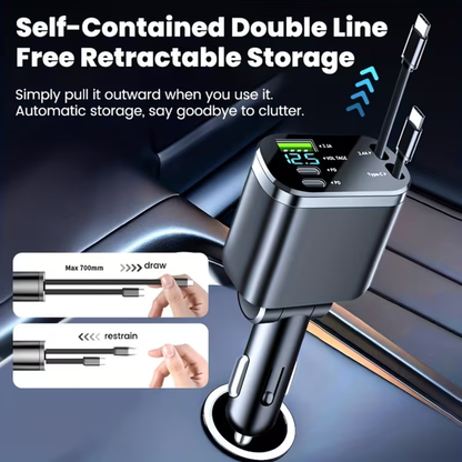 Low Battery on the Road? 120W 5-in-1 Ultra-Fast Car Charger – Charge Multi Devices Without Overheating