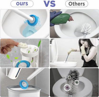 Aromatherapy Disposable Toilet Brush Set – Hygienic Cleaning with Scented Refills, Built-in Cleaning Fluid, and Automatic Open & Close Holder
