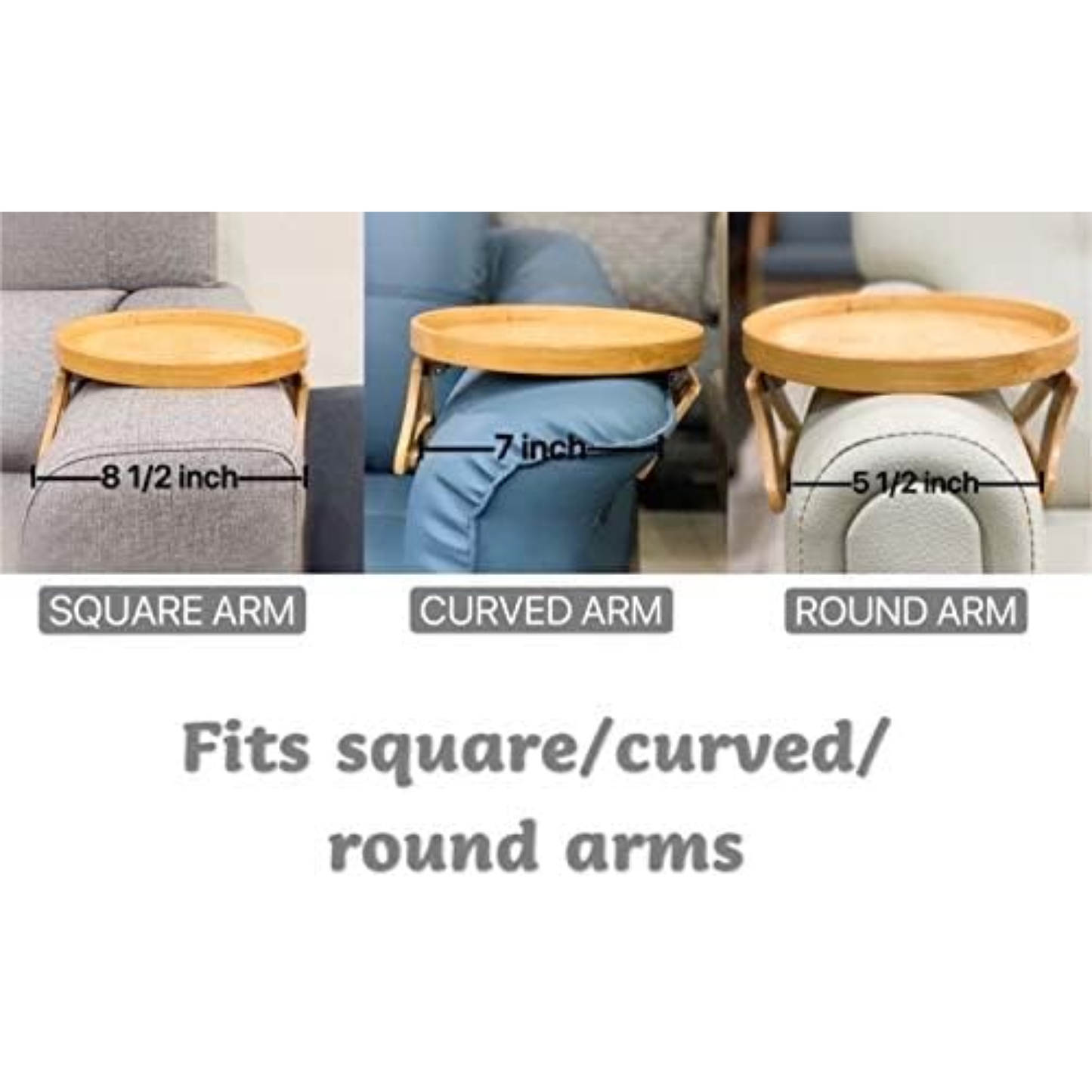 No Space for Drinks or Remote? Bamboo Clip-On Sofa Armrest Table – Stable Side Tray for Phone & Snacks