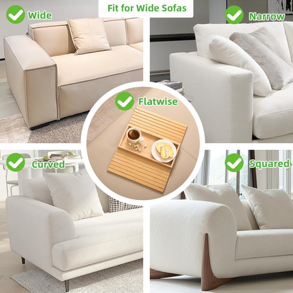 No Space for Drinks & Remote? Rectangle Bamboo Sofa Armrest Tray – Foldable Non-Slip Side Table for Snacks & Cups