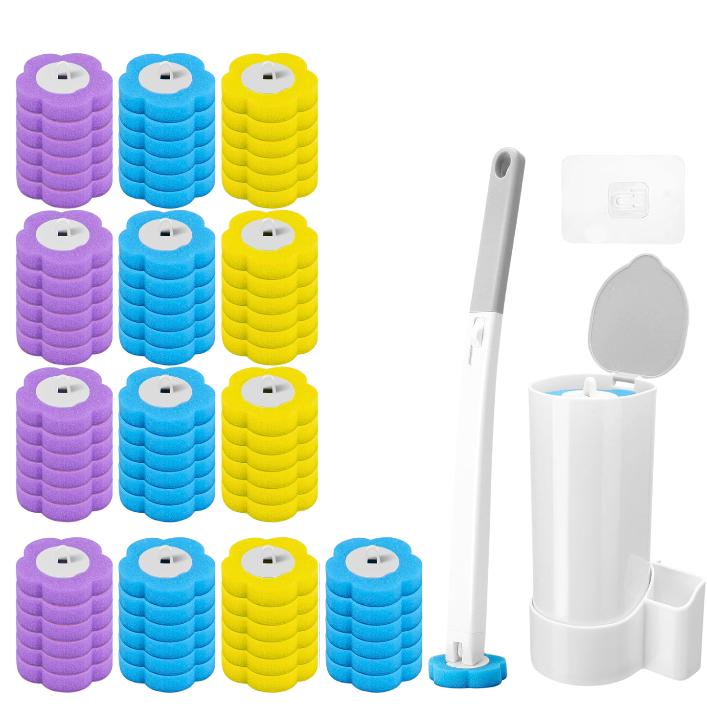 Disposable Toilet Brush Set with Replacement Heads For Hygienic Bathroom Cleaning, Built-in Cleaning Fluid
