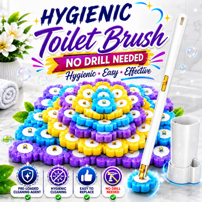Disposable Toilet Brush Set with Replacement Heads For Hygienic Bathroom Cleaning, Built-in Cleaning Fluid