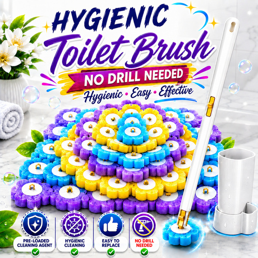 Disposable Toilet Brush Set with Replacement Heads For Hygienic Bathroom Cleaning, Built-in Cleaning Fluid