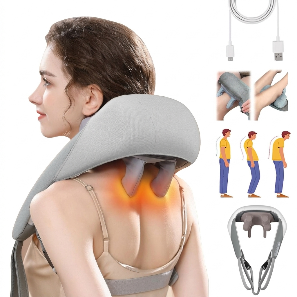 3D Kneading Massage Pillow – Shiatsu Neck & Back Massager for Muscle Pain Relief