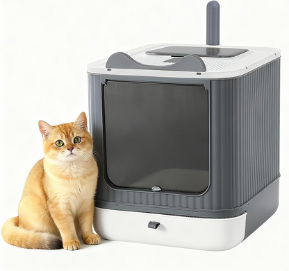 Litter Spills & Odor Everywhere? Enclosed Cat Litter Box with Lid – Easy Clean & Smell Control