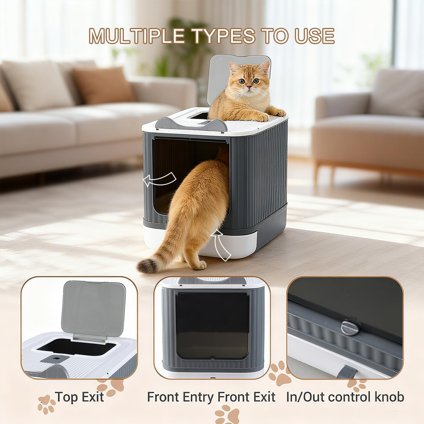 Litter Spills & Odor Everywhere? Enclosed Cat Litter Box with Lid – Easy Clean & Smell Control