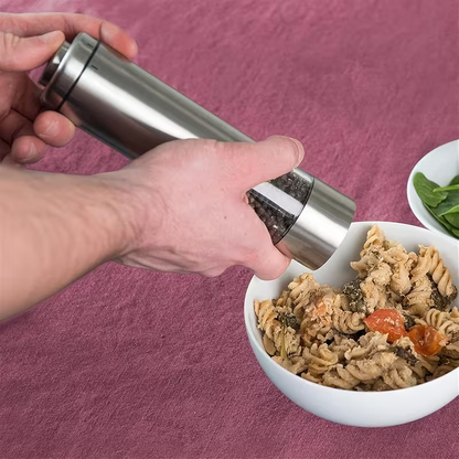 Easy One Hand Electric Salt & Pepper Grinder – Adjustable, No Spills, Stainless Steel