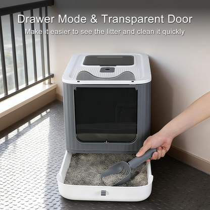 Litter Spills & Odor Everywhere? Enclosed Cat Litter Box with Lid – Easy Clean & Smell Control