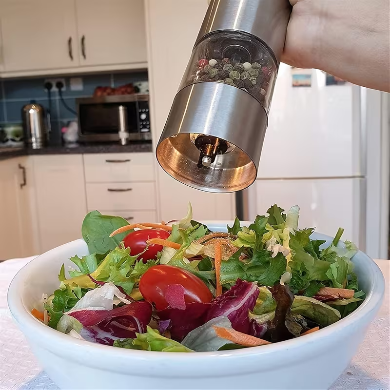 Easy One Hand Electric Salt & Pepper Grinder – Adjustable, No Spills, Stainless Steel