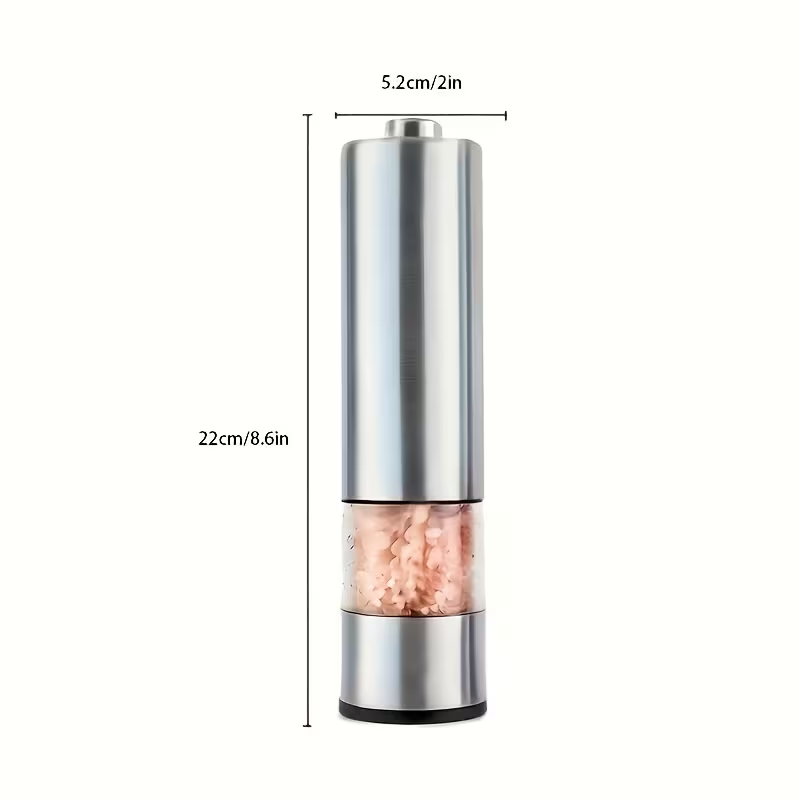Easy One Hand Electric Salt & Pepper Grinder – Adjustable, No Spills, Stainless Steel