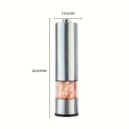 Easy One Hand Electric Salt & Pepper Grinder – Adjustable, No Spills, Stainless Steel