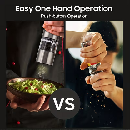 Easy One Hand Electric Salt & Pepper Grinder – Adjustable, No Spills, Stainless Steel