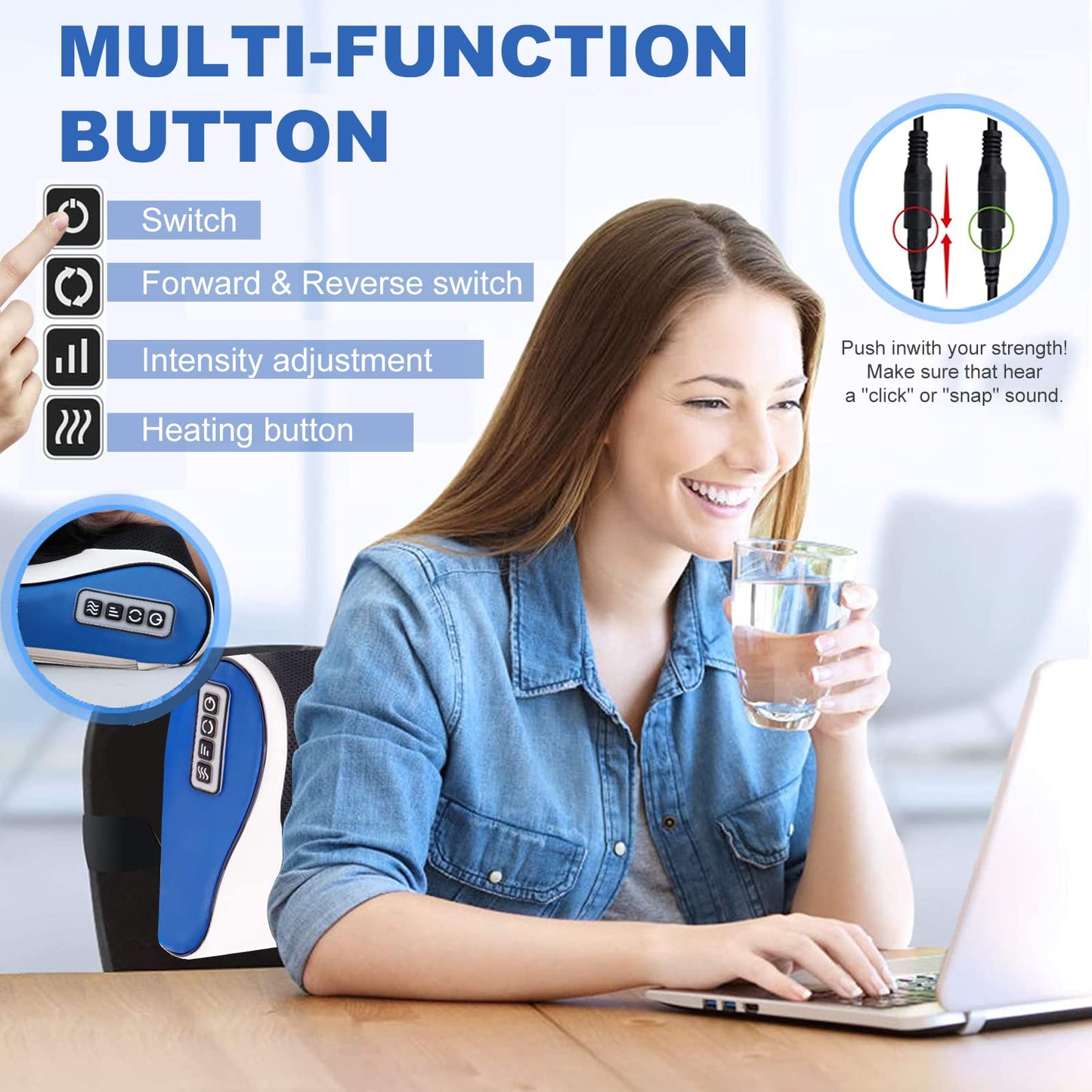 Electric Massage Pillow Vibrator – Heated Neck & Back Massager for Pain Relief