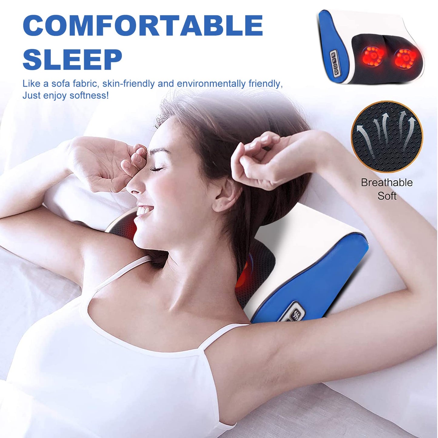 Electric Massage Pillow Vibrator – Heated Neck & Back Massager for Pain Relief