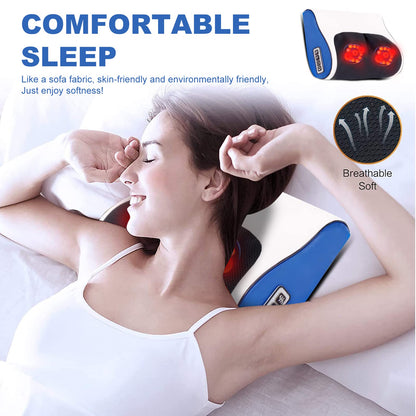 Electric Massage Pillow Vibrator – Heated Neck & Back Massager for Pain Relief